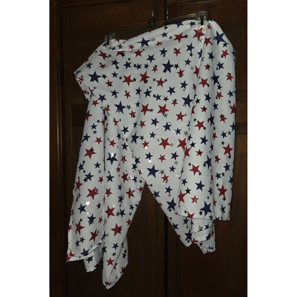 Nautica Home Tablecloth 80 x 60  Americana White Red Blue Stars 4th of July EUC